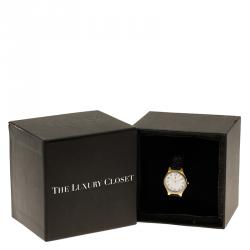 Pre Owned Saint Laurent Paris White Gold-Plated Stainless Steel Classic Women's Wristwatch 25MM