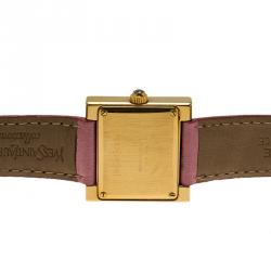 Pre Owned ساعة يد نسائية سان لوران بارين كلاسيك ستانلس ستيل مطلي ذهب أبيض 25 مم