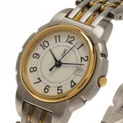 Pre Owned ساعة يد نسائية سان لوران باريس كلاسيك ستانلس ستيل مطلي ذهب بيضاء 28 مم