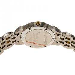 Pre Owned ساعة يد نسائية سان لوران باريس كلاسيك ستانلس ستيل مطلي ذهب بيضاء 28 مم