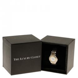 Pre Owned ساعة يد نسائية سان لوران باريس كلاسيك ستانلس ستيل مطلي ذهب بيضاء 28 مم