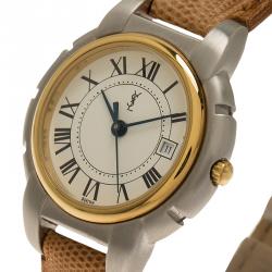 Saint Laurent Paris White Gold-Plated Stainless Steel Classic Women's Wristwatch 28MM