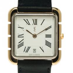 Saint Laurent Paris White Gold-Plated Steel Women's Wristwatch 27MM