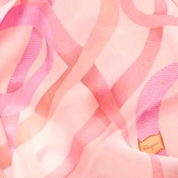 Salvatore Ferragamo Coral Pink Printed Silk Scarf