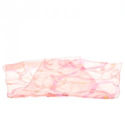 Salvatore Ferragamo Coral Pink Printed Silk Scarf