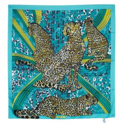 مملوكة مسبقًا وشاح سالفاتوري فيراغامو نقش فهد حرير أزرق