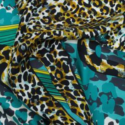 مملوكة مسبقًا وشاح سالفاتوري فيراغامو نقش فهد حرير أزرق