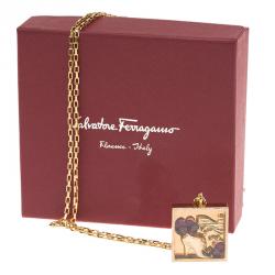 Pre Owned Salvatore Ferragamo Gold Tone Long Necklace