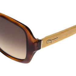 Pre Owned Salvatore Ferragamo Tortoise and Yellow SF715S Square Sunglasses