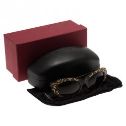 Pre Owned Salvatore Ferragamo Brown Crystal Embellished Cat Eye Sunglasses