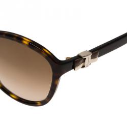 Pre Owned Salvatore Ferragamo Tortoise Frame SF645S Bow Round Sunglasses