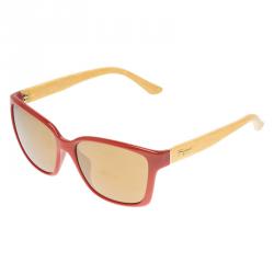 Pre Owned Salvatore Ferragamo Red and Yellow SF716S Wayfarer Sunglasses