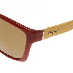 Pre Owned Salvatore Ferragamo Red and Yellow SF716S Wayfarer Sunglasses