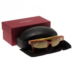 Pre Owned Salvatore Ferragamo Red and Yellow SF716S Wayfarer Sunglasses