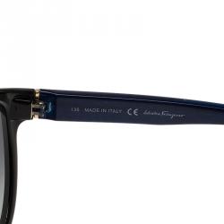Pre Owned Salvatore Ferragamo Black and Blue SF717S Oval Sunglasses