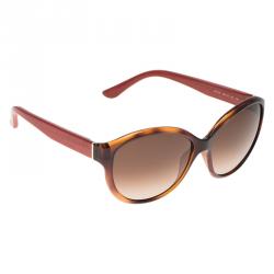 Pre Owned Salvatore Ferragamo Tortoise and Red SF717S Oval Sunglasses