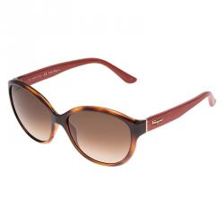 Pre Owned Salvatore Ferragamo Tortoise and Red SF717S Oval Sunglasses