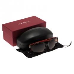 Pre Owned Salvatore Ferragamo Tortoise and Red SF717S Oval Sunglasses