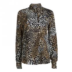 Pre Owned Salvatore Ferragamo Black Printed Silk Long Sleeve Shirt M