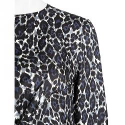 Pre Owned Salvatore Ferragamo Multicolor Printed Silk Tie Detail Long Sleeve Blouse M