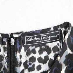 Pre Owned Salvatore Ferragamo Multicolor Printed Silk Tie Detail Long Sleeve Blouse M