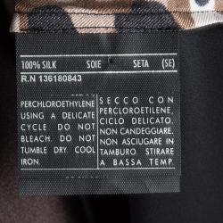 Pre Owned Salvatore Ferragamo Camouflage Printed Silk Pintuck Detail Blouse S