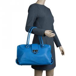 Pre Owned Salvatore Ferragamo Blue Leather Medium Sofia Tote
