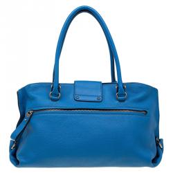 Pre Owned Salvatore Ferragamo Blue Leather Medium Sofia Tote