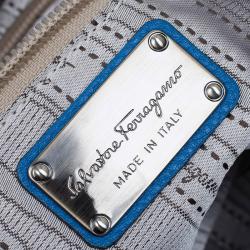 Pre Owned Salvatore Ferragamo Blue Leather Medium Sofia Tote