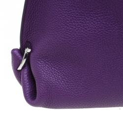 Pre Owned Salvatore Ferragamo Purple Pebbled Calf Leather Fanisa Hobo