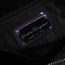 Pre Owned Salvatore Ferragamo Purple Pebbled Calf Leather Fanisa Hobo