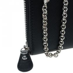 مملوكة مسبقًا محفظة سالفاتوري فيراغامو دوبل غانسيو جلد أسود بسحاب محيط و سلسلة