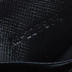 مملوكة مسبقًا محفظة سالفاتوري فيراغامو دوبل غانسيو جلد أسود بسحاب محيط و سلسلة