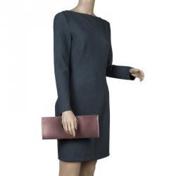 Pre Owned Salvatore Ferragamo Taupe Satin Musa Evening Clutch