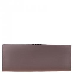 Pre Owned Salvatore Ferragamo Taupe Satin Musa Evening Clutch
