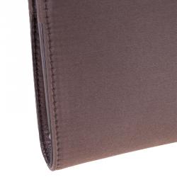 Pre Owned Salvatore Ferragamo Taupe Satin Musa Evening Clutch