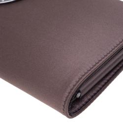 Pre Owned Salvatore Ferragamo Taupe Satin Musa Evening Clutch