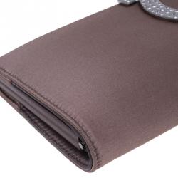 Pre Owned Salvatore Ferragamo Taupe Satin Musa Evening Clutch