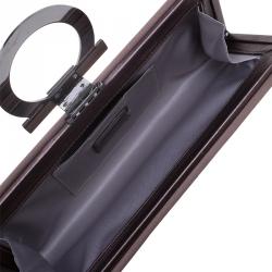 Pre Owned Salvatore Ferragamo Taupe Satin Musa Evening Clutch