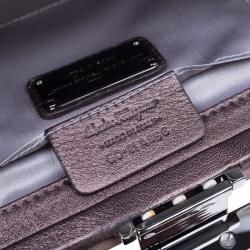 Pre Owned Salvatore Ferragamo Taupe Satin Musa Evening Clutch