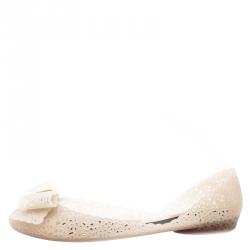 Pre Owned حذاء باليرينا فلات سالفاتوري فيراغامو نيلي جيلي بيج بفيونكة مقاس 40.5