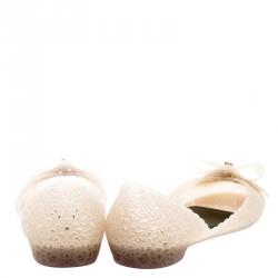 Pre Owned حذاء باليرينا فلات سالفاتوري فيراغامو نيلي جيلي بيج بفيونكة مقاس 40.5