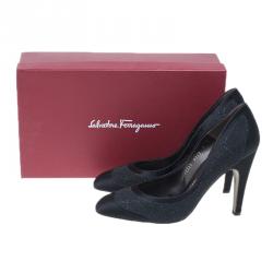 Pre Owned Salvatore Ferragamo Black Satin Riflessa Pumps Size 42