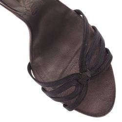 Pre Owned صندل سالفاتوري فيراغامو غانغي بفتحة للكعب جلد رمادي مقاس 40