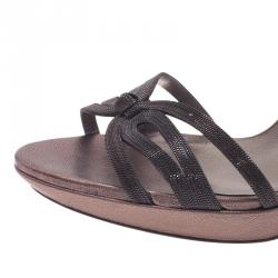 Pre Owned صندل سالفاتوري فيراغامو غانغي بفتحة للكعب جلد رمادي مقاس 40