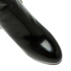 Pre Owned Salvatore Ferragamo Black Patent Zip Detail Tall Boots Size 40