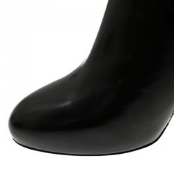 Pre Owned Salvatore Ferragamo Black Patent Zip Detail Tall Boots Size 40