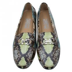 مملوكة مسبقًا Salvatore Ferragamo Multicolor Python Print Saba Loafers Size 41.5