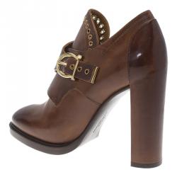 Pre Owned Salvatore Ferragamo Brown Leather Nevers Boots Size 39.5