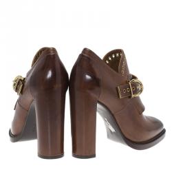 Pre Owned Salvatore Ferragamo Brown Leather Nevers Boots Size 39.5